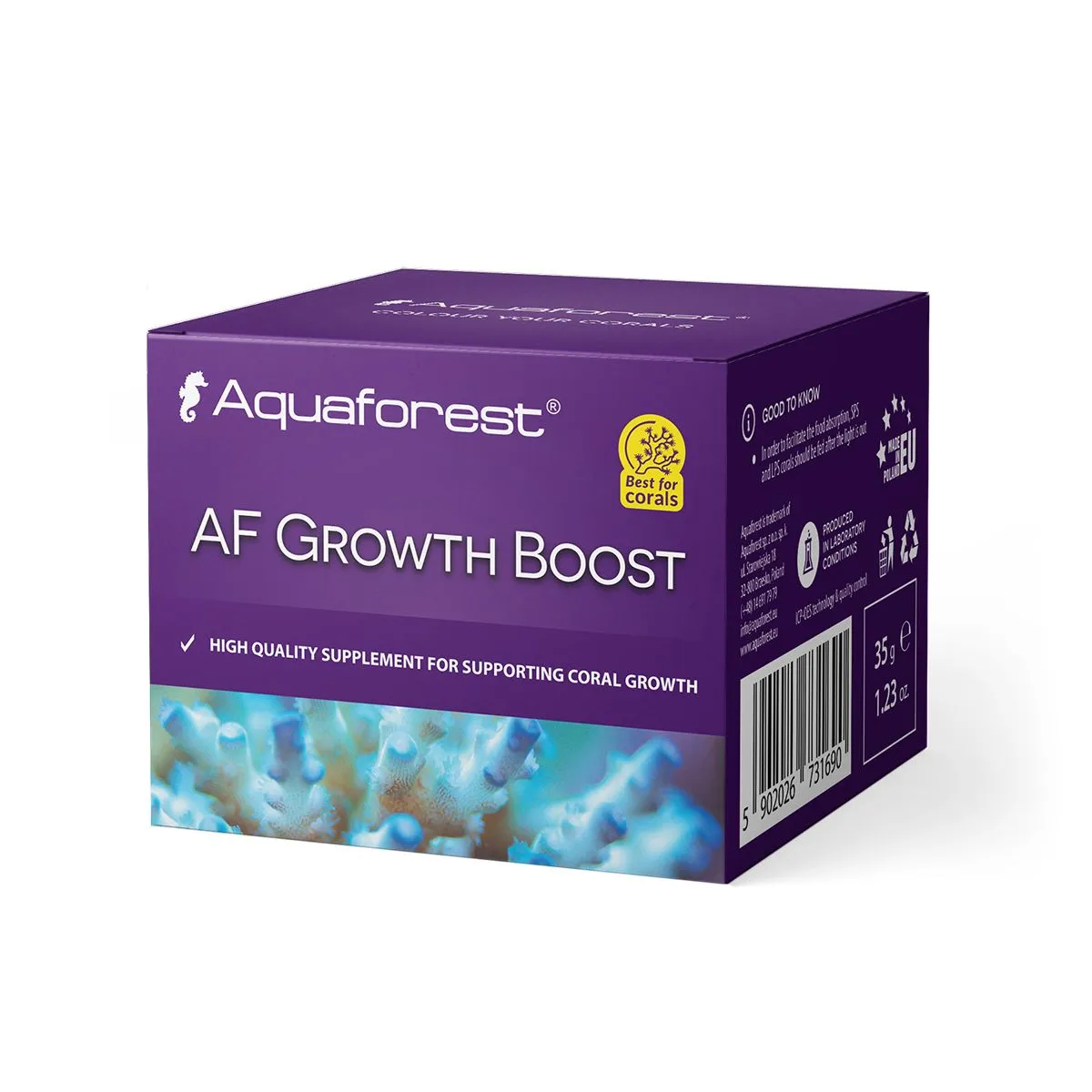 Aquaforest AF Growth Boost 35g powdered coral amino acid supplement box