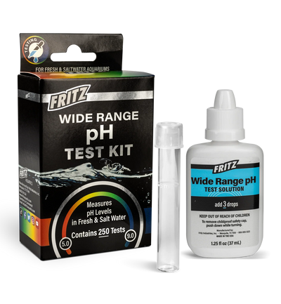 Fritz Wide Range pH Test Kit - liquid pH test (5.0-9.0) for freshwater and saltwater aquariums, 250 tests