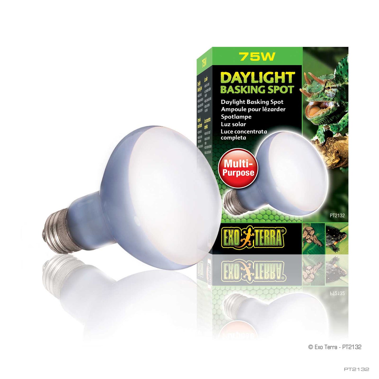 Exo Terra Daylight Basking Spot Lamp 75W box with neodymium reflector reptile bulb
