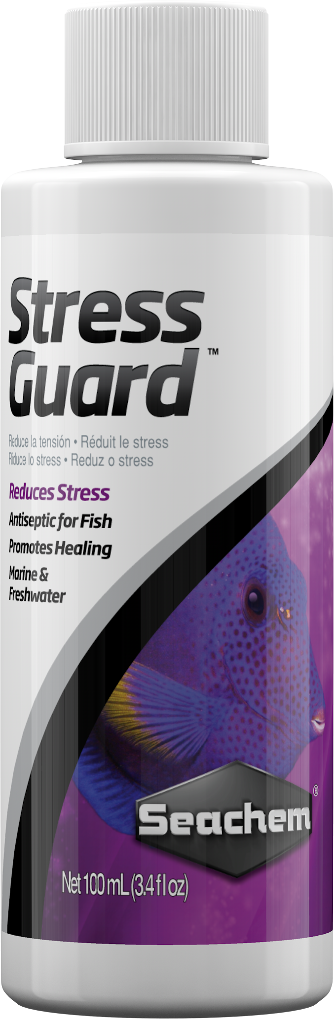 Seachem StressGuard slime-coat protectant and stress reducer bottle, 100 mL