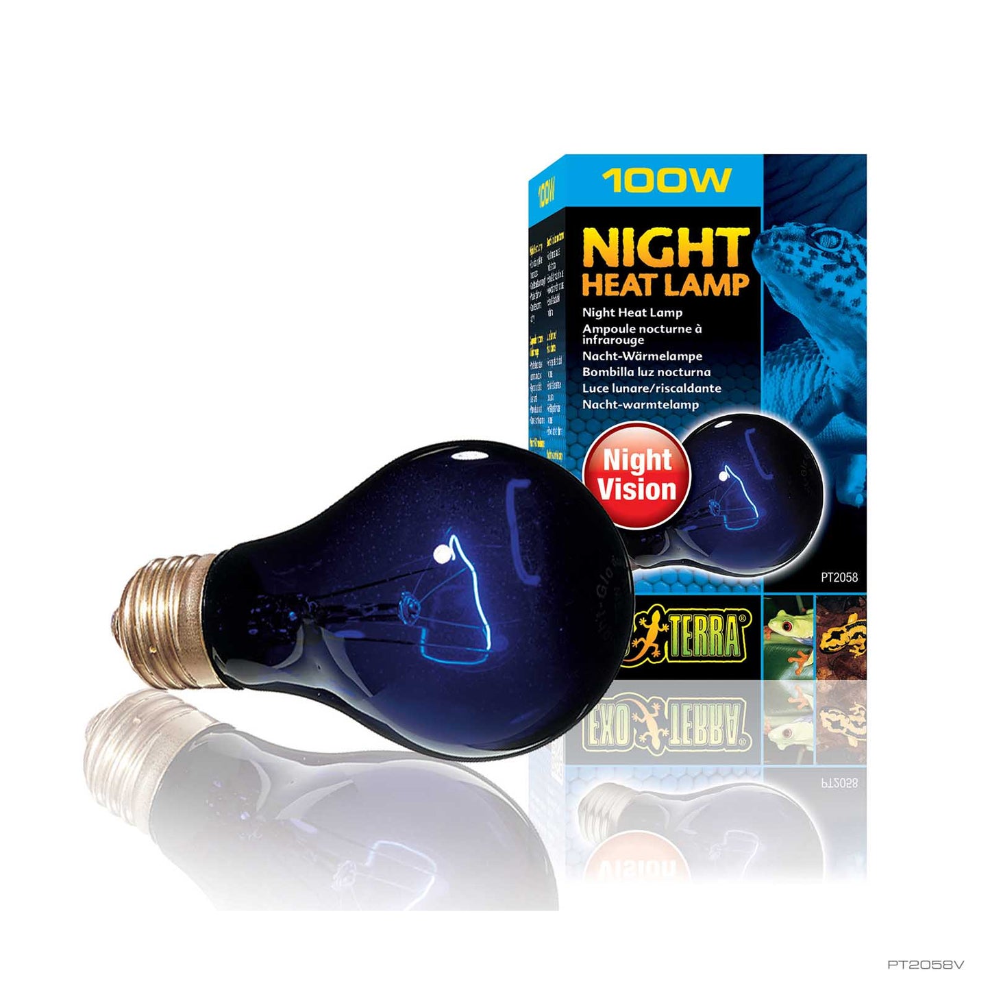 Exo Terra Night Heat Lamp 100W blue moonlight reptile bulb, retail packaging