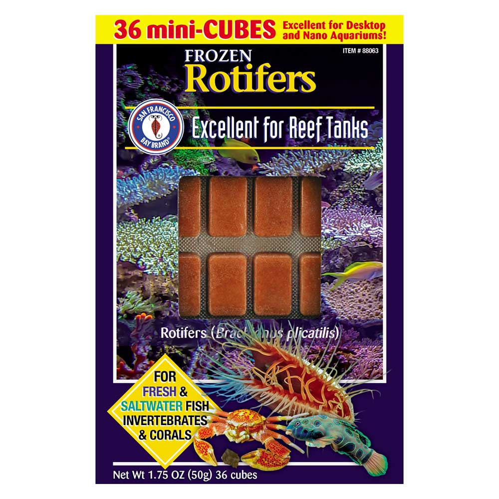 SFBB Frozen Rotifers box, 36 frozen rotifer mini-cubes for reef tanks, corals, and fish fry, 1.75 oz