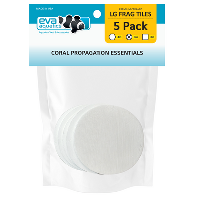 Eva Aquatics ceramic frag tile 5-pack bag, white round 3 inch coral propagation tiles
