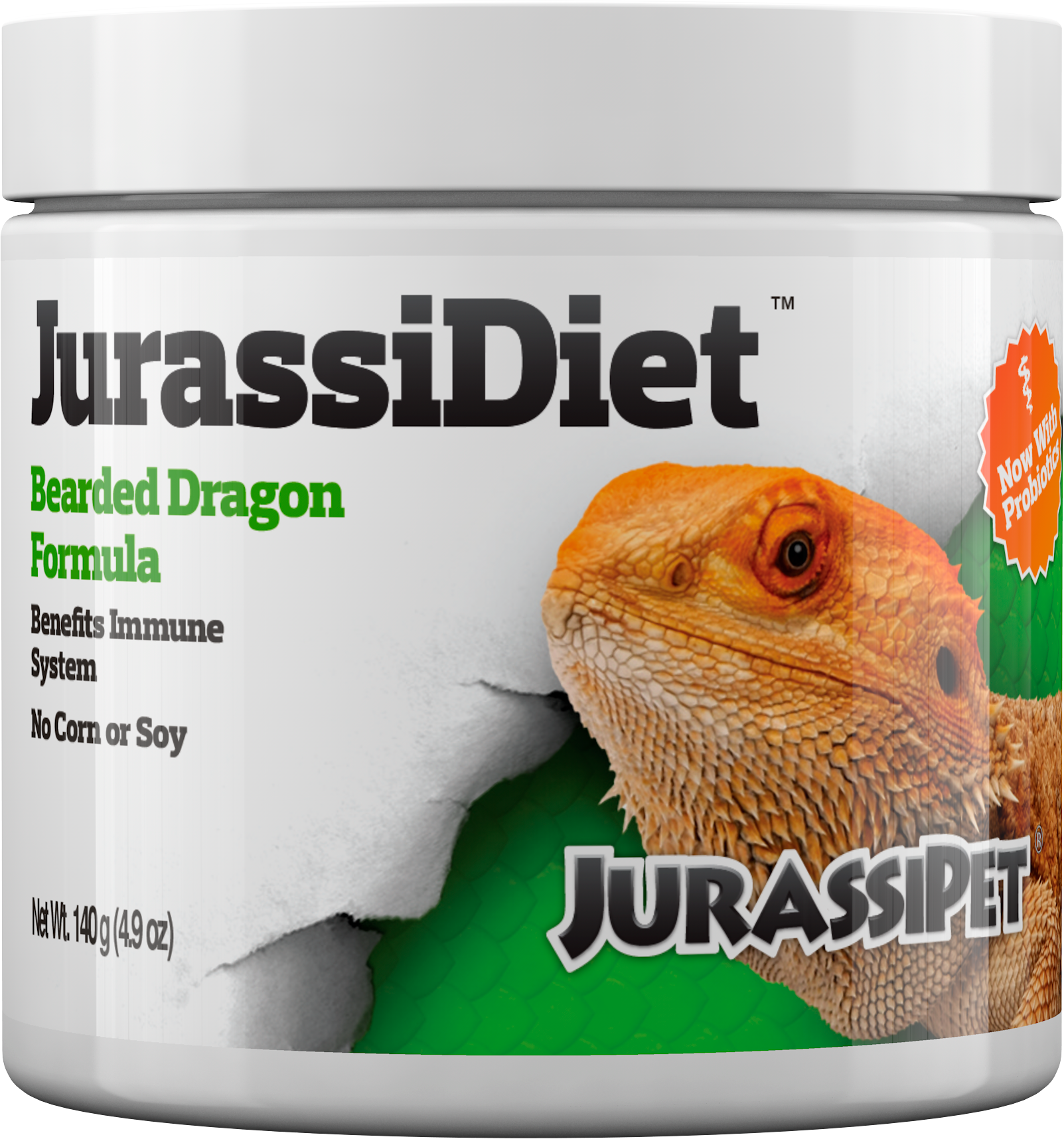 JurassiPet JurassiDiet Bearded Dragon with Probiotics 140 g jar, pellet food for bearded dragons