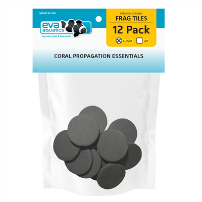 Eva Aquatics 1.5 inch round black ceramic coral frag tiles, 12 pack