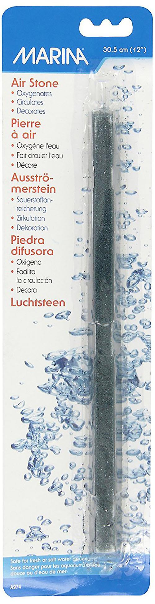 Marina Long Air Stone 12 inch blister pack, 30.5 cm gray bar-shaped air diffuser stone for a full-width bubble curtain in fresh or saltwater aquariums
