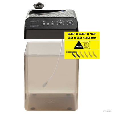 Exo Terra Monsoon Multi II misting unit, 8.5 x 8.5 x 13 inch reservoir, supports up to 6 nozzles