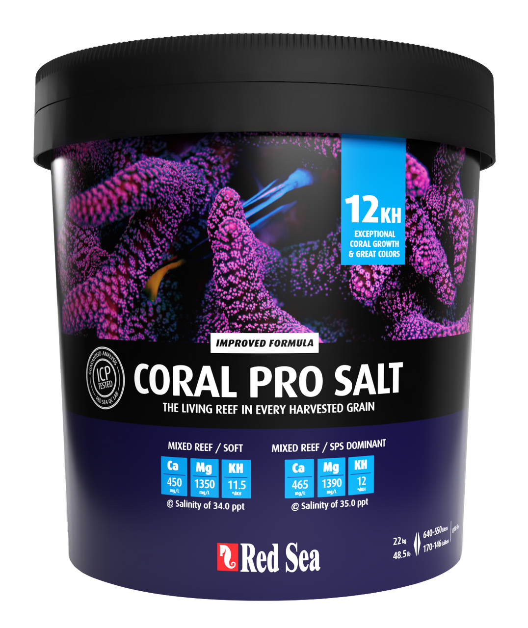 Red Sea Coral Pro Sea Salt Mix Large Bucket 175 Gallons (44lb)