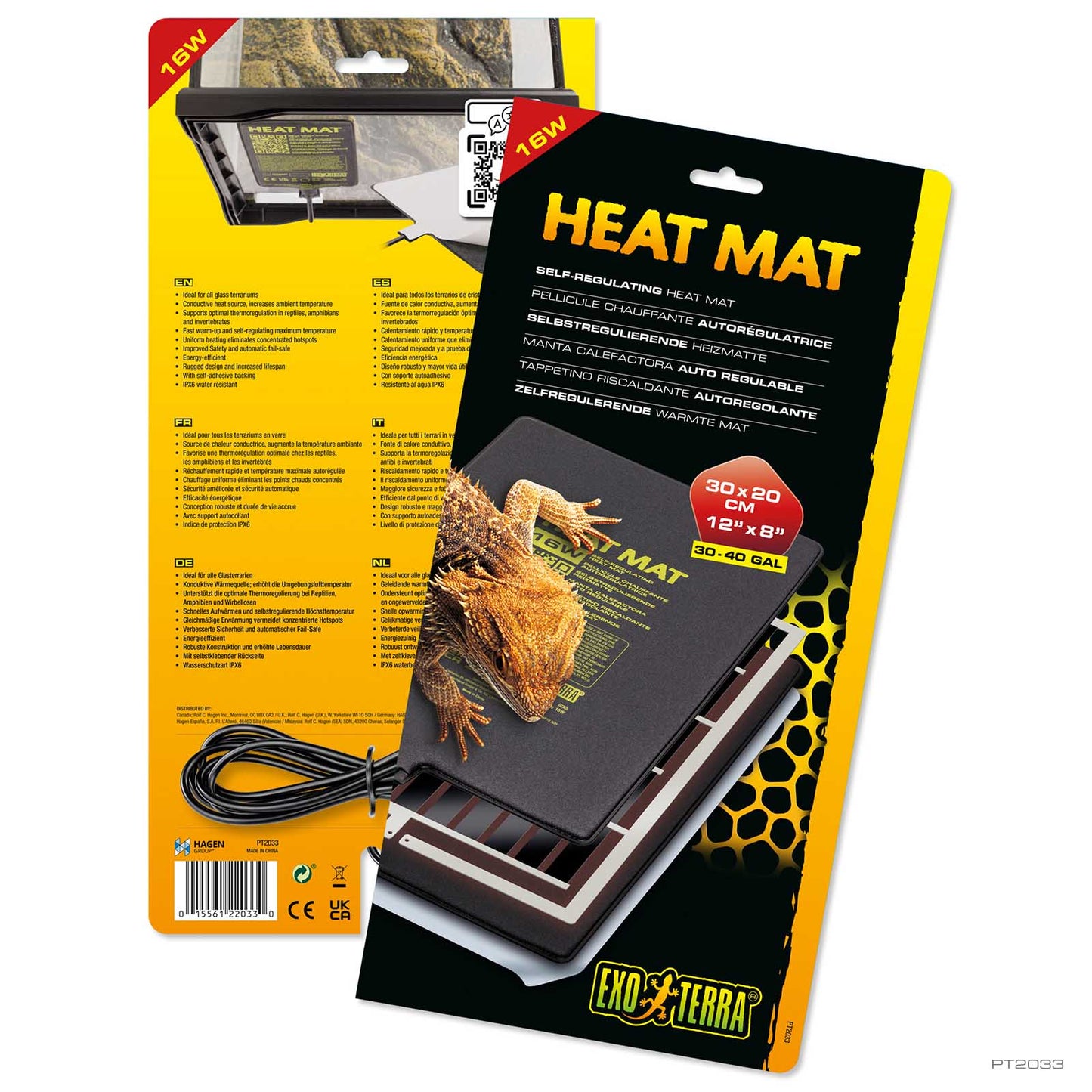 Exo Terra PTC Heat Mat 16 watt packaging, self-regulating reptile terrarium heat pad