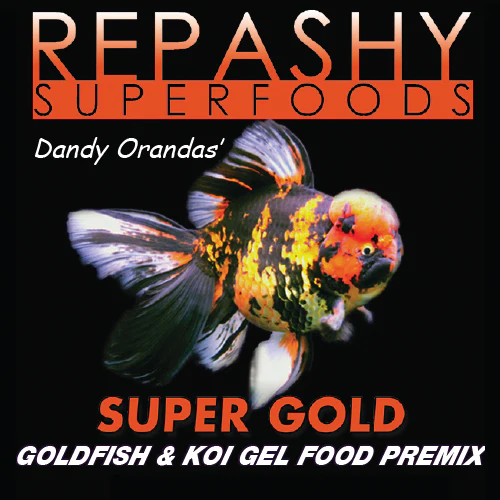 Repashy Super Gold goldfish and koi gel food premix with fancy oranda goldfish