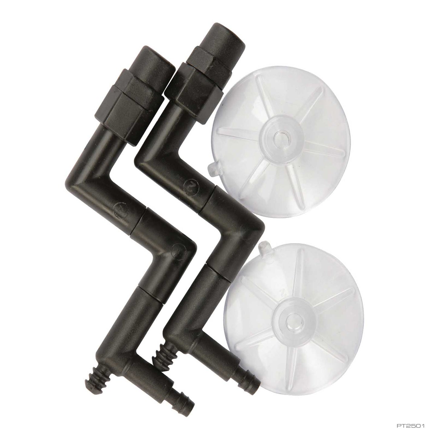 Two Exo Terra Monsoon misting nozzles with suction-cup mounts, out of the package