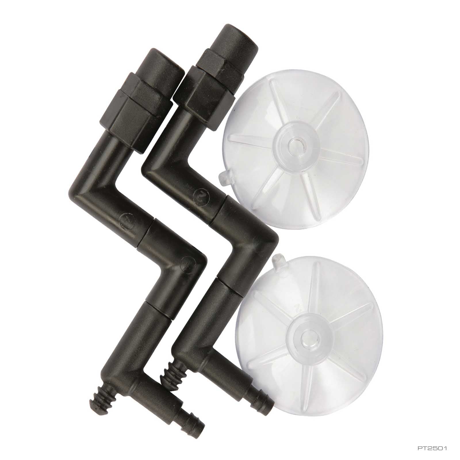 Two Exo Terra Monsoon misting nozzles with suction-cup mounts, out of the package