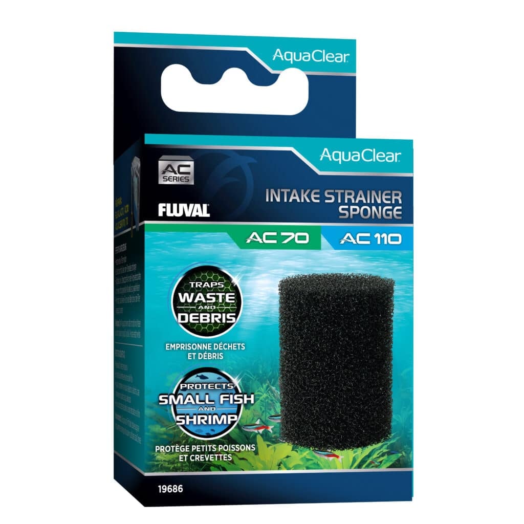 Fluval AquaClear Intake Strainer Sponge box, pre-filter sponge that fits AC70 and AC110 filter intakes to trap waste and protect small fish and shrimp