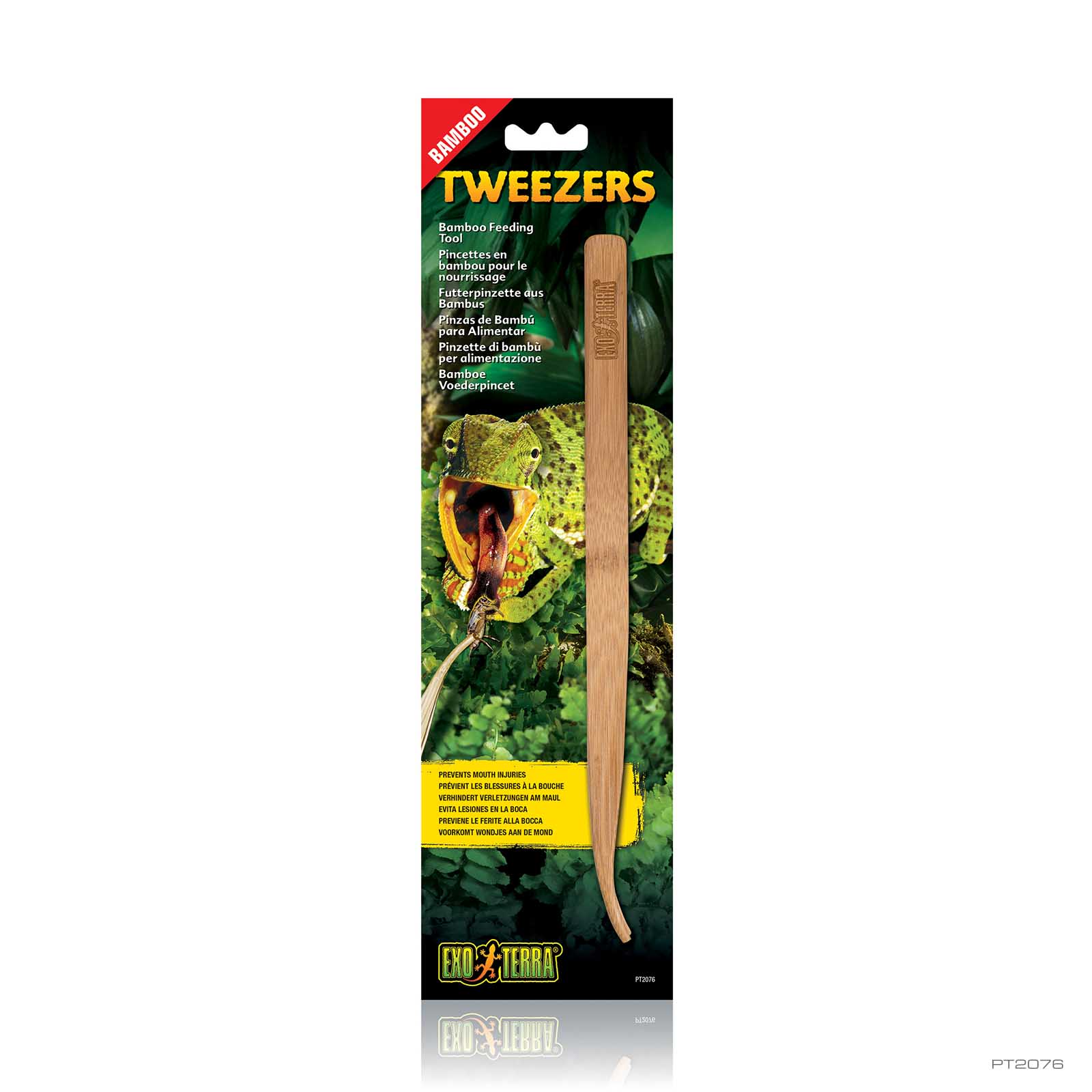 Exo Terra Bamboo Feeding Tool, natural bamboo tweezers for feeding reptiles, retail packaging