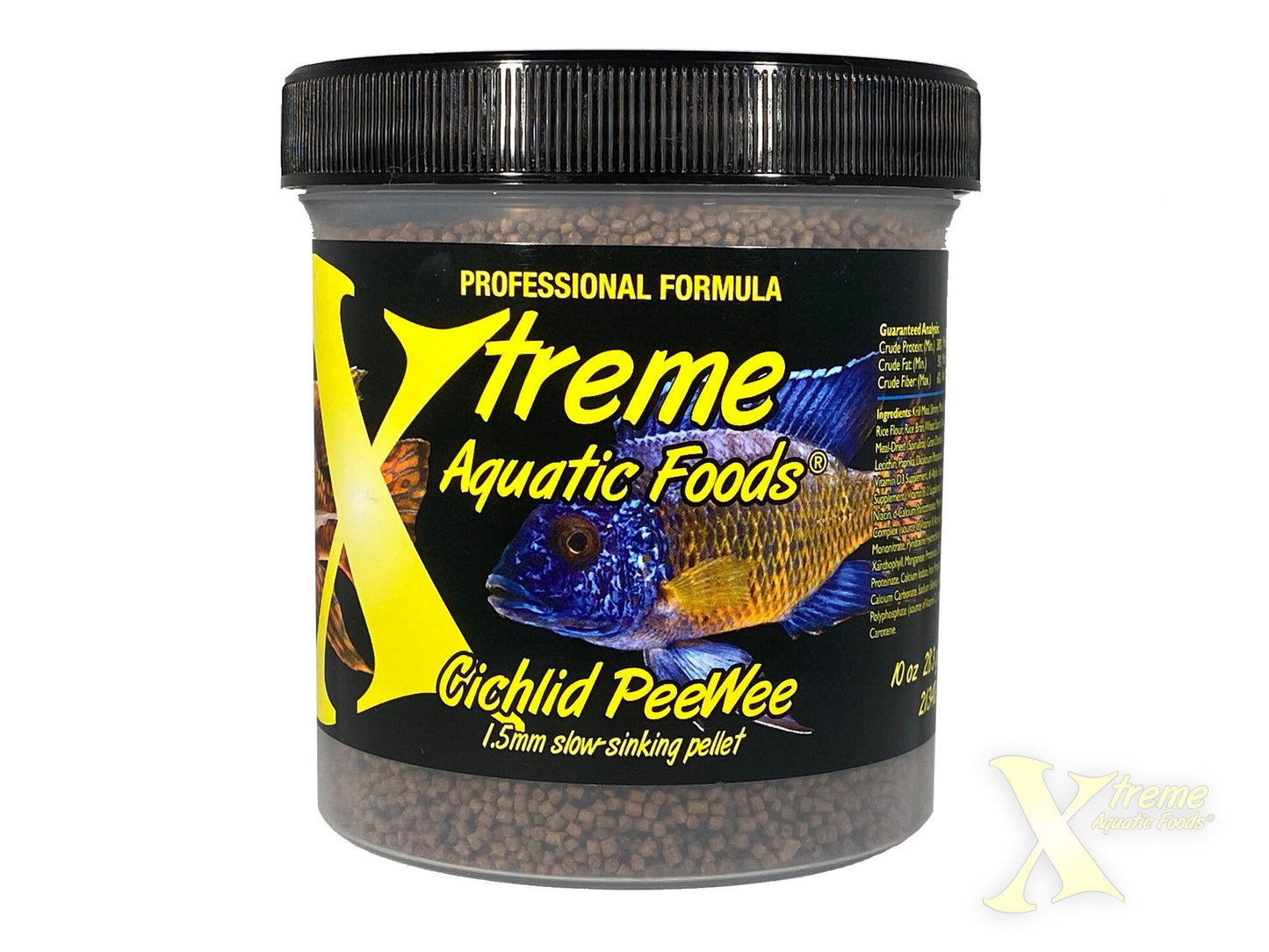 Xtreme Cichlid PeeWee professional formula jar front with cichlid