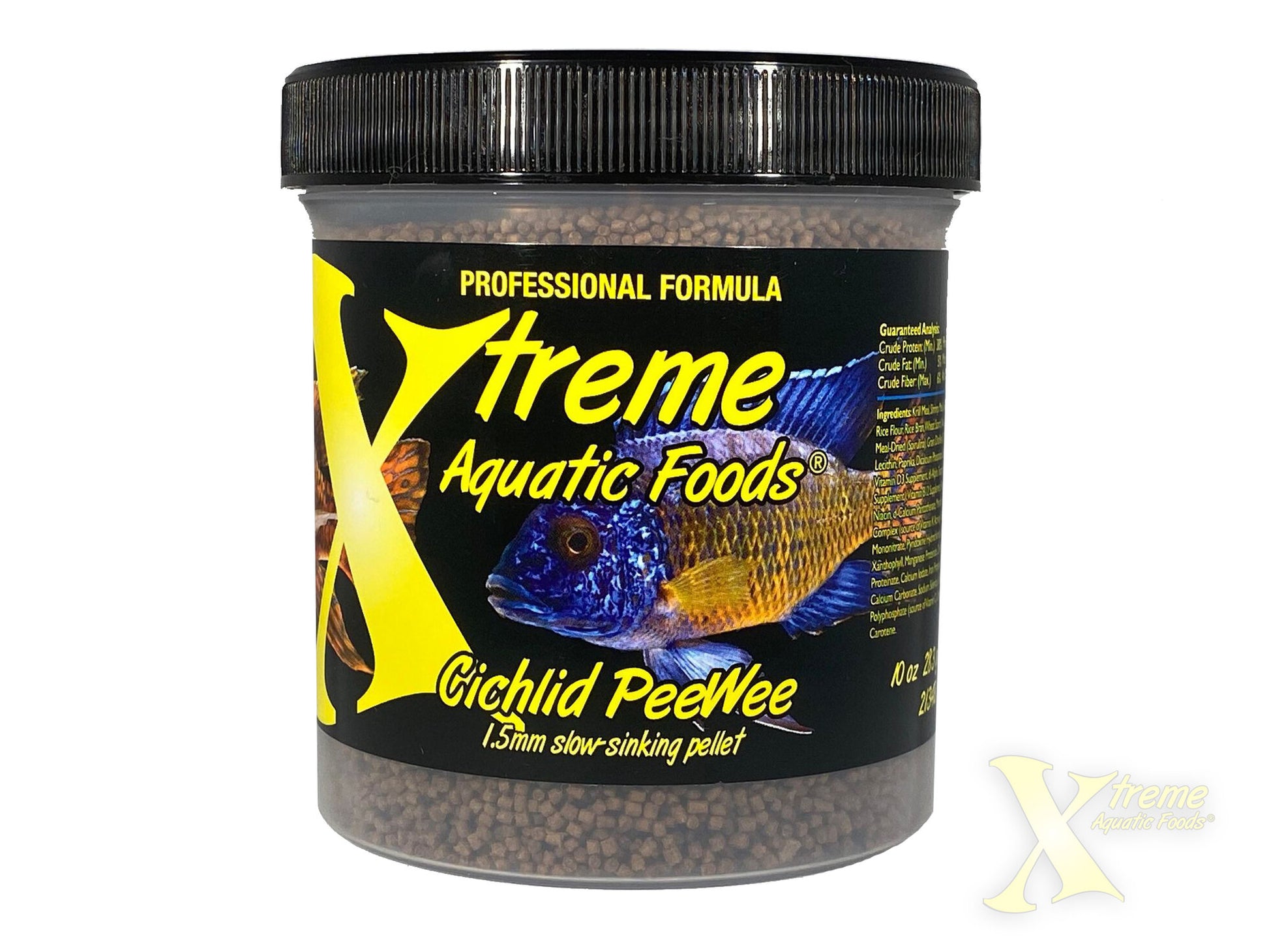 Xtreme Cichlid PeeWee professional formula jar front with cichlid