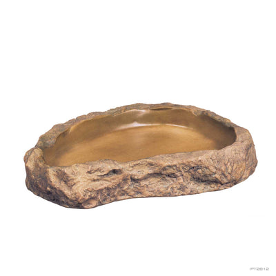 Exo Terra Feeding Dish, natural rock-look resin reptile food dish, angled view