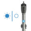 Fluval M Series feature graphic, mirror-glass heater with a blue LED indicator that shows when it is heating or at temperature