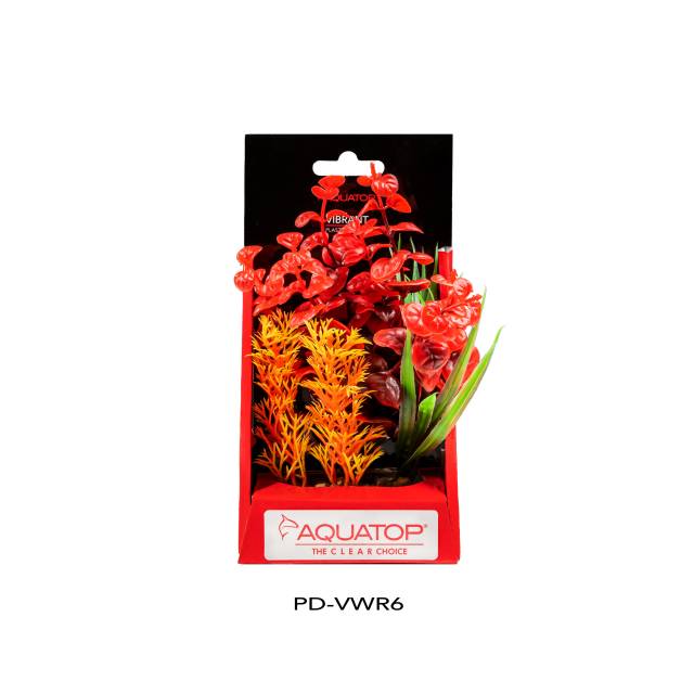 Aquatop Vibrant Wild Red 6 inch artificial aquarium plant in its package