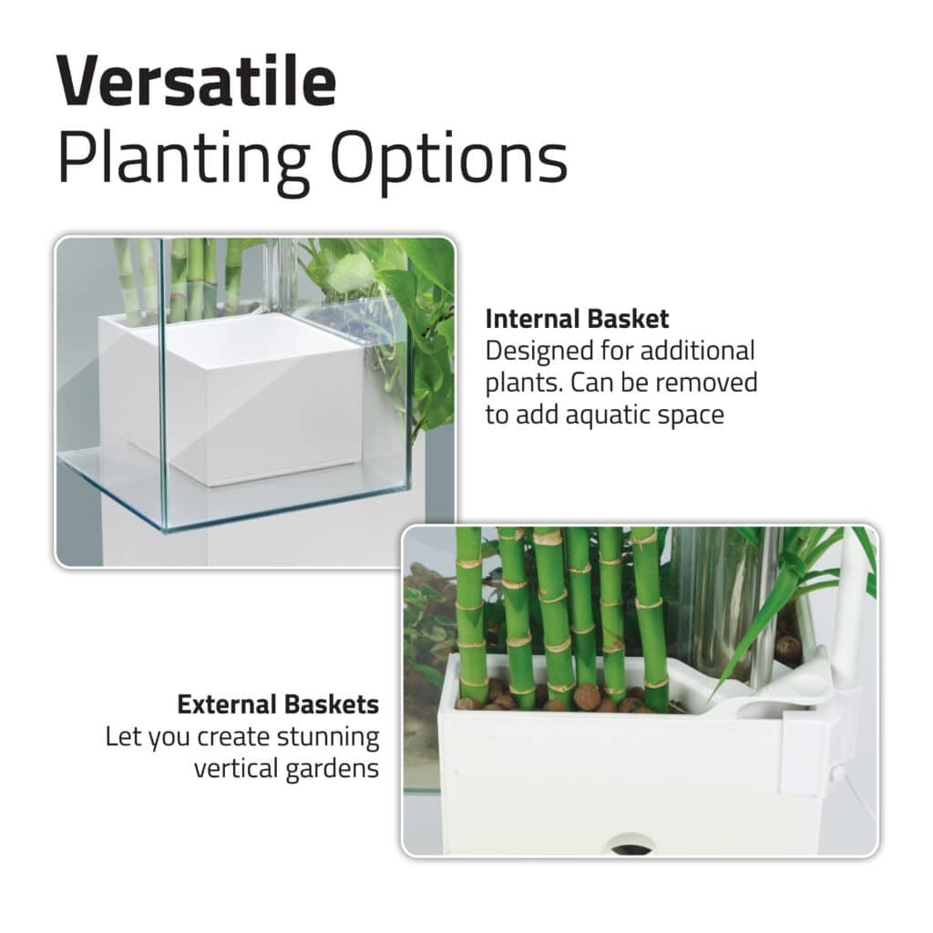 Versatile planting options panel showing the Kühl's internal and external plant baskets