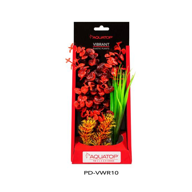 Aquatop Vibrant Wild Red 10 inch artificial aquarium plant in its package