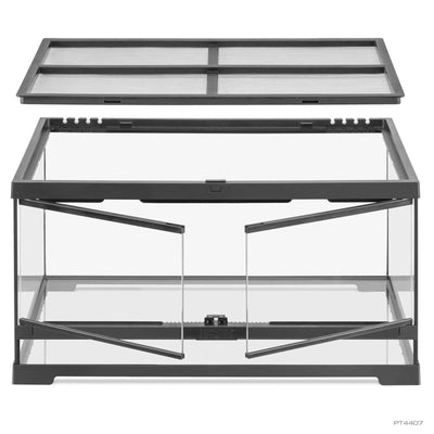 Exo Terra Pro Terrarium front-opening glass reptile enclosure with lockable stainless steel screen top and dual front doors