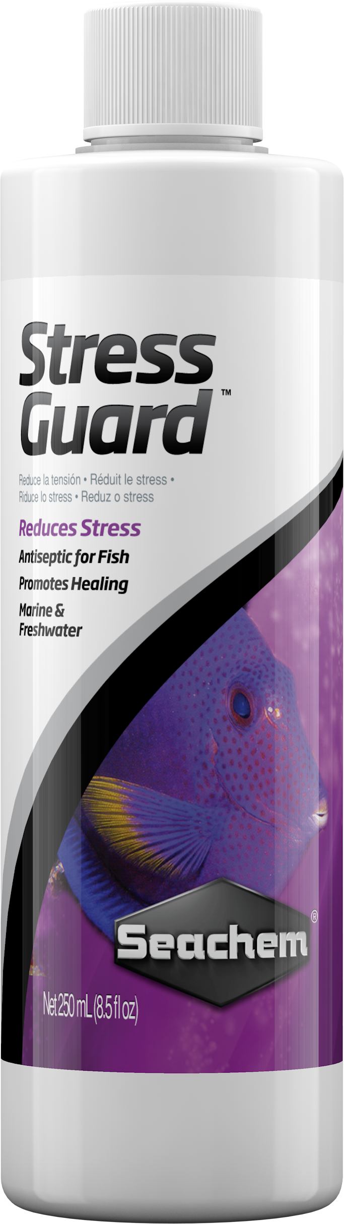 Seachem StressGuard slime-coat protectant and stress reducer bottle, 250 mL