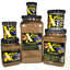 Xtreme Cichlid PeeWee pellets shown in multiple jar sizes