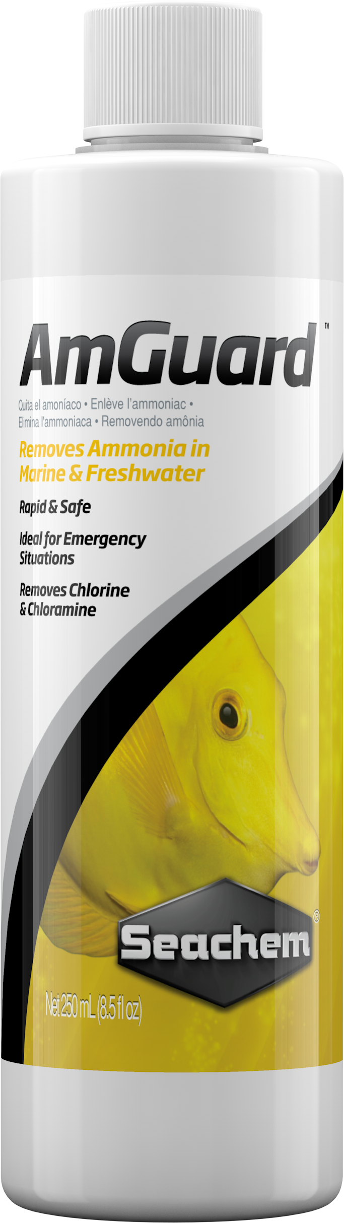 Seachem AmGuard 250mL bottle - liquid ammonia detoxifier for freshwater and saltwater aquariums