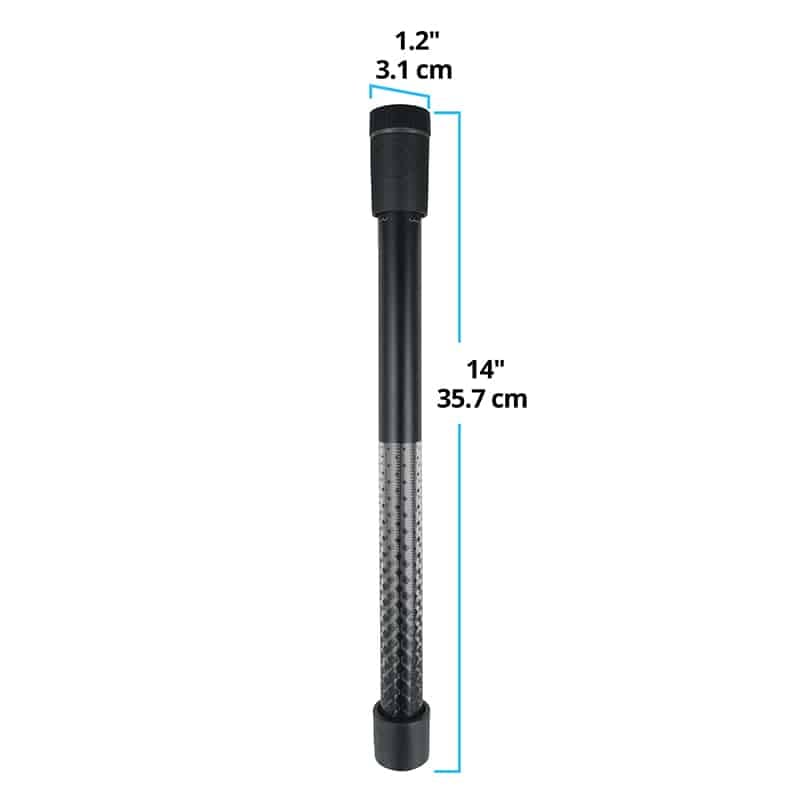 Fluval T300 electronic heater dimensions diagram, 14 inches tall with a top control dial