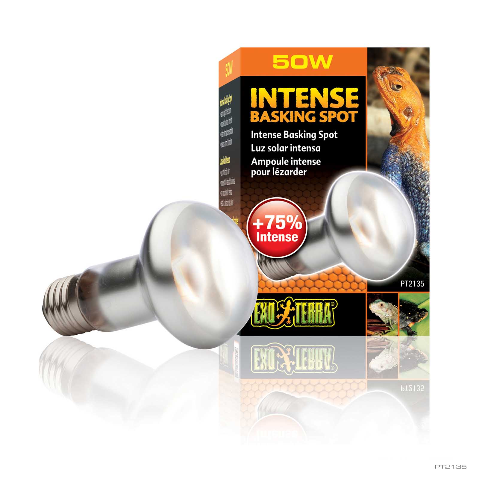 Exo Terra Intense Basking Spot Lamp 50W box with concentrated-beam reptile bulb