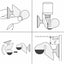 Fluval CO2 Indicator Set installation diagram: attach suction cup, add indicator drops, rotate upright, and mount about 10 cm below the water line
