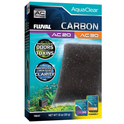 Fluval AquaClear Activated Carbon AC20/30 filter insert box, premium carbon media that removes odors, toxins, and tannins for clear water in fresh and saltwater tanks