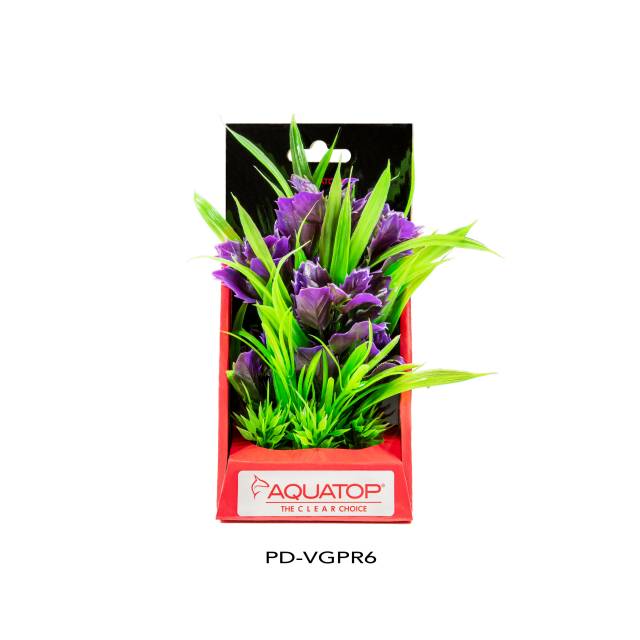 Aquatop Vibrant Garden Purple 6 inch artificial aquarium plant in its package