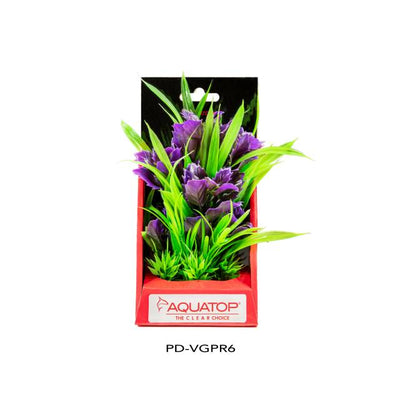 Aquatop Vibrant Garden Purple 6 inch artificial aquarium plant in its package