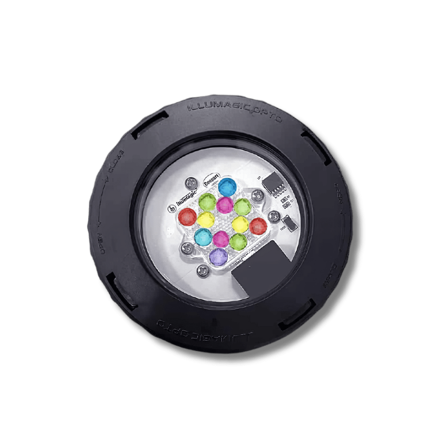 Dalua Illumagic Pixel LED light showing its multicolor diode array lit up