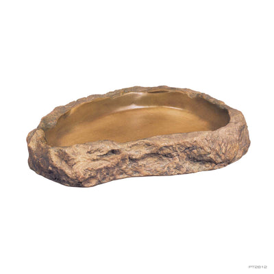 Exo Terra Feeding Dish, natural rock-look resin reptile food dish, top view showing the smooth basin