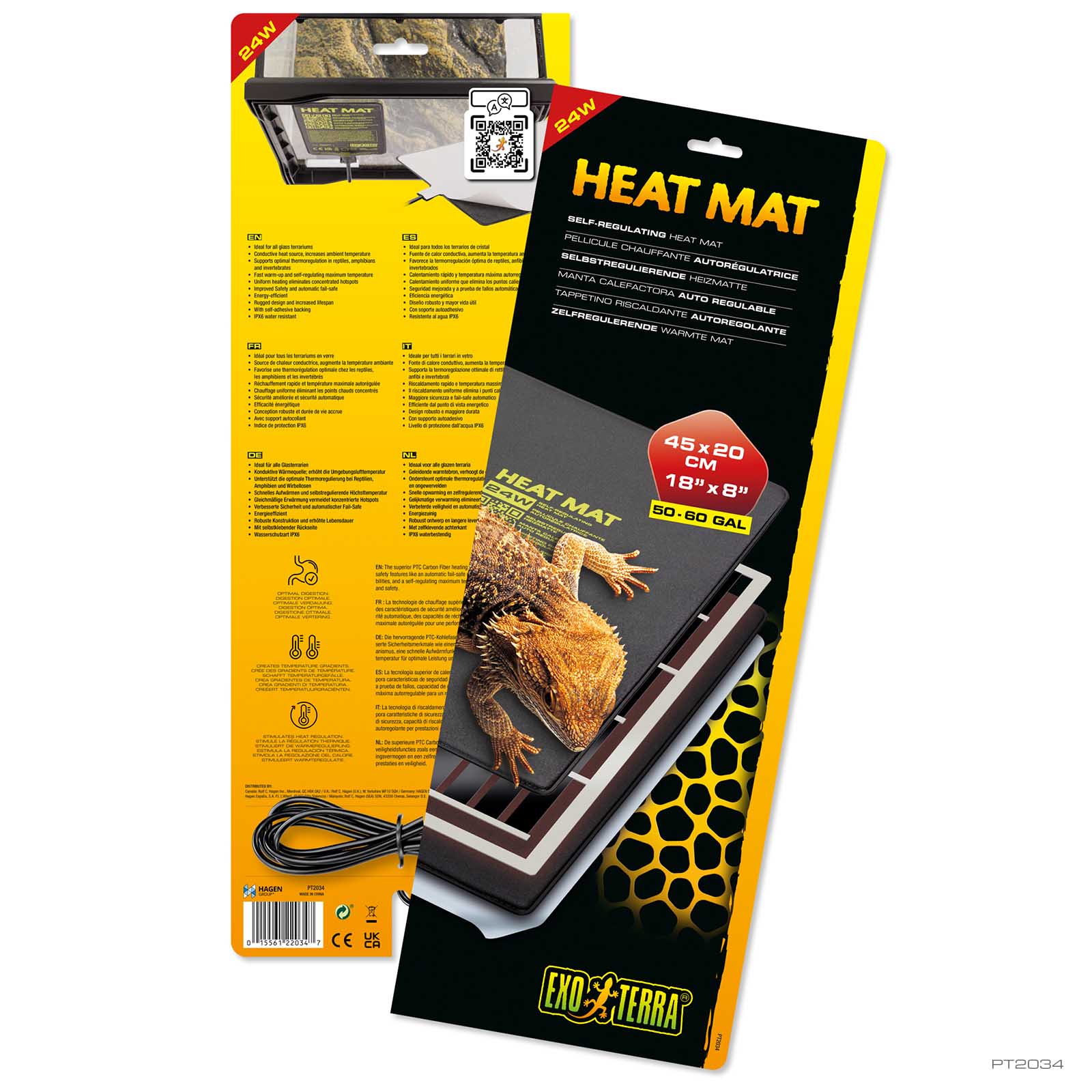 Exo Terra PTC Heat Mat 24 watt packaging, self-regulating reptile terrarium heat pad