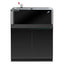 Aquatop Recife ECO aquarium showing the rear filter box on a black cabinet stand