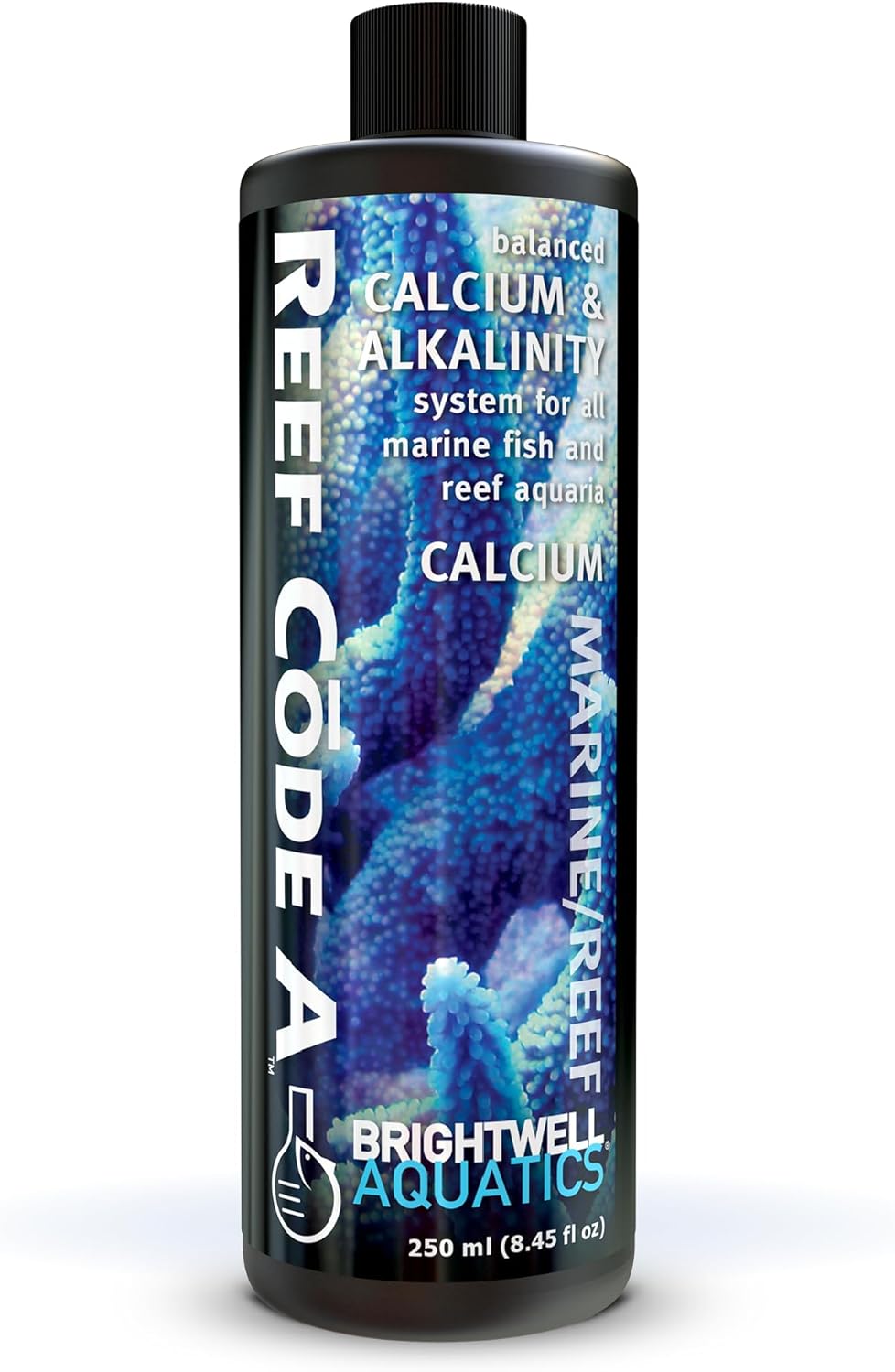 Brightwell Reef Code A calcium supplement bottle for reef aquariums