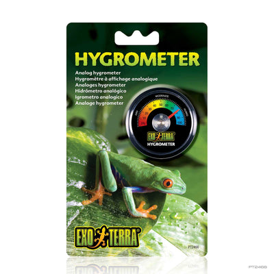 Exo Terra Hygrometer, self-adhesive analog humidity gauge for reptile terrariums
