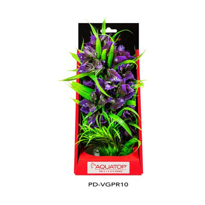 Aquatop Vibrant Garden Purple 10 inch artificial aquarium plant in its package