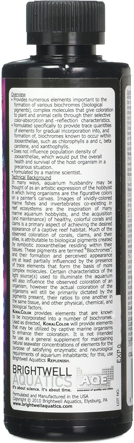Brightwell Aquatics KoralColor – Increased Coloration Biochrome Booster – 250 mL