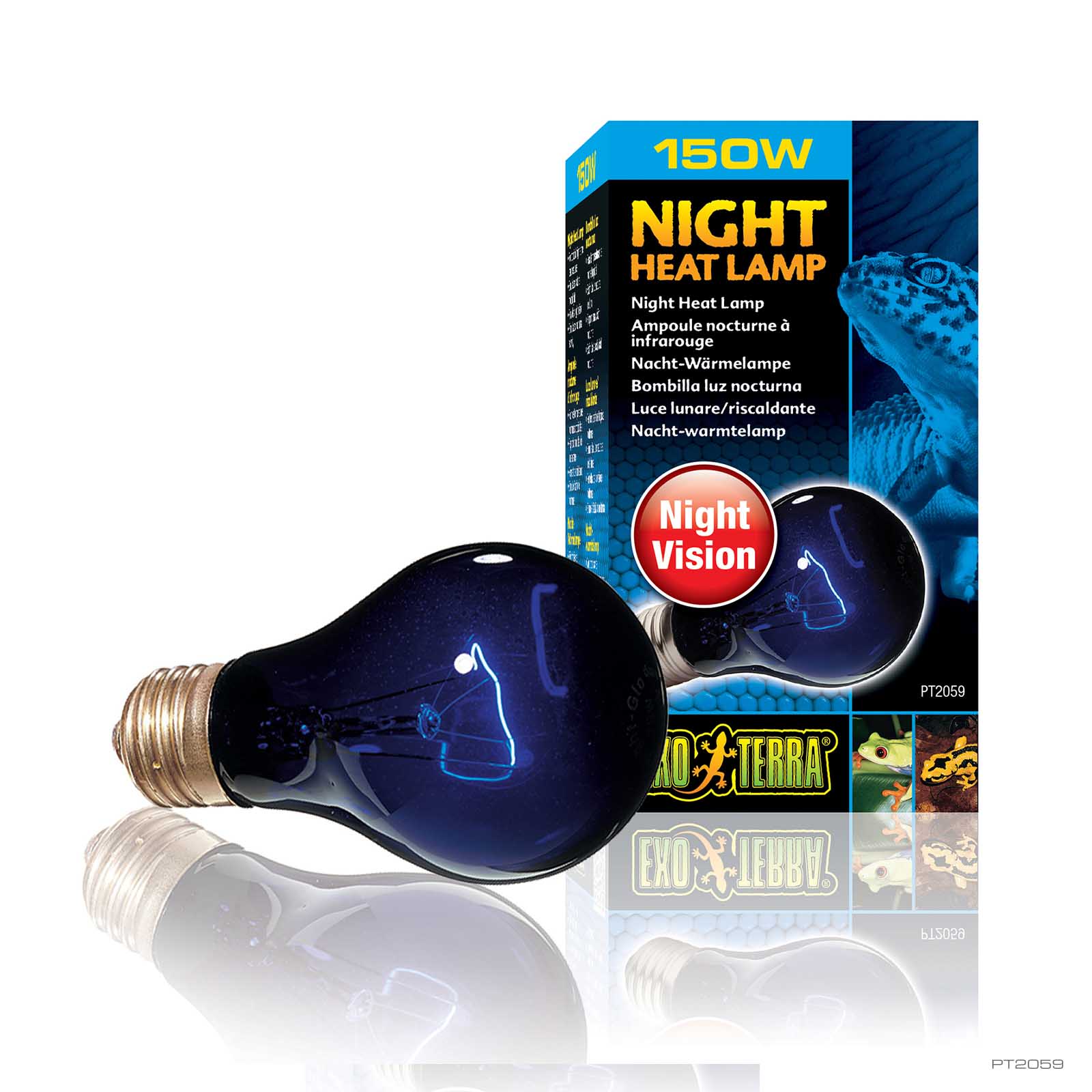 Exo Terra Night Heat Lamp 150W blue moonlight reptile bulb, retail packaging