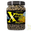 Xtreme Aquatic Foods Monster 9mm sinking pellets shown inside the clear jar