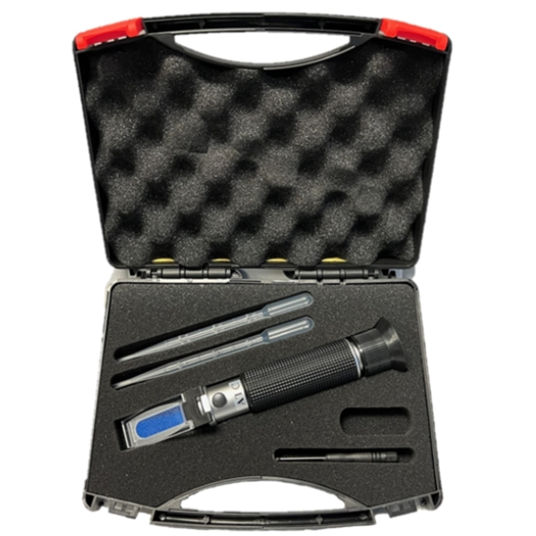 Saltwater refractometer kit with hard case - measures salinity and specific gravity for reef and marine aquariums, includes droppers and screwdriver