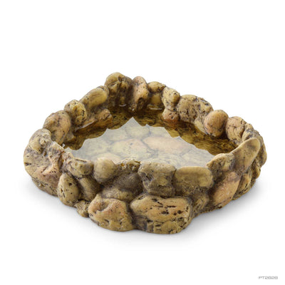 Exo Terra Corner Water Dish, Large size, a deeper naturalistic resin water bowl for a terrarium corner