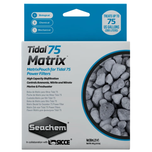 Seachem Tidal 75 Matrix biomedia pouch box, high-capacity biological filtration for aquariums up to 75 gallons