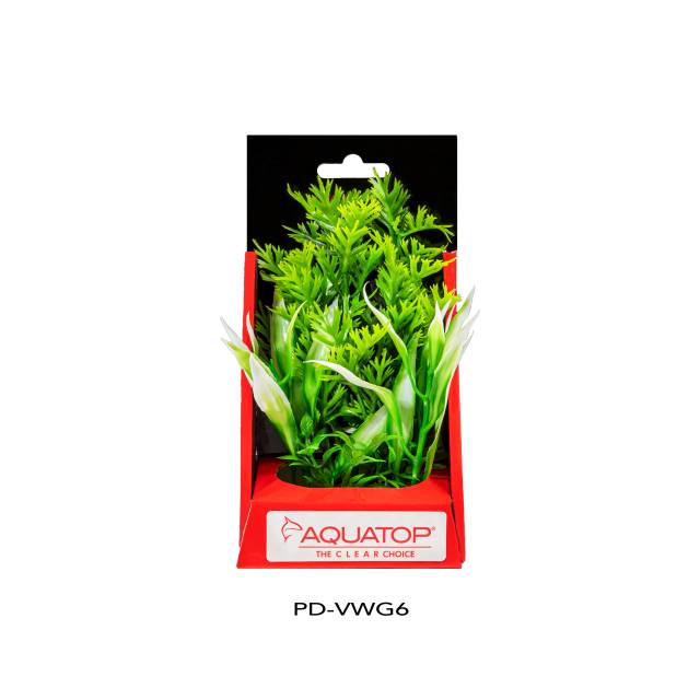 Aquatop Vibrant Wild Green 6 inch artificial aquarium plant in its package