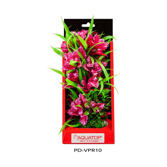 Aquatop Vibrant Passion Rose 10 inch artificial aquarium plant in its package